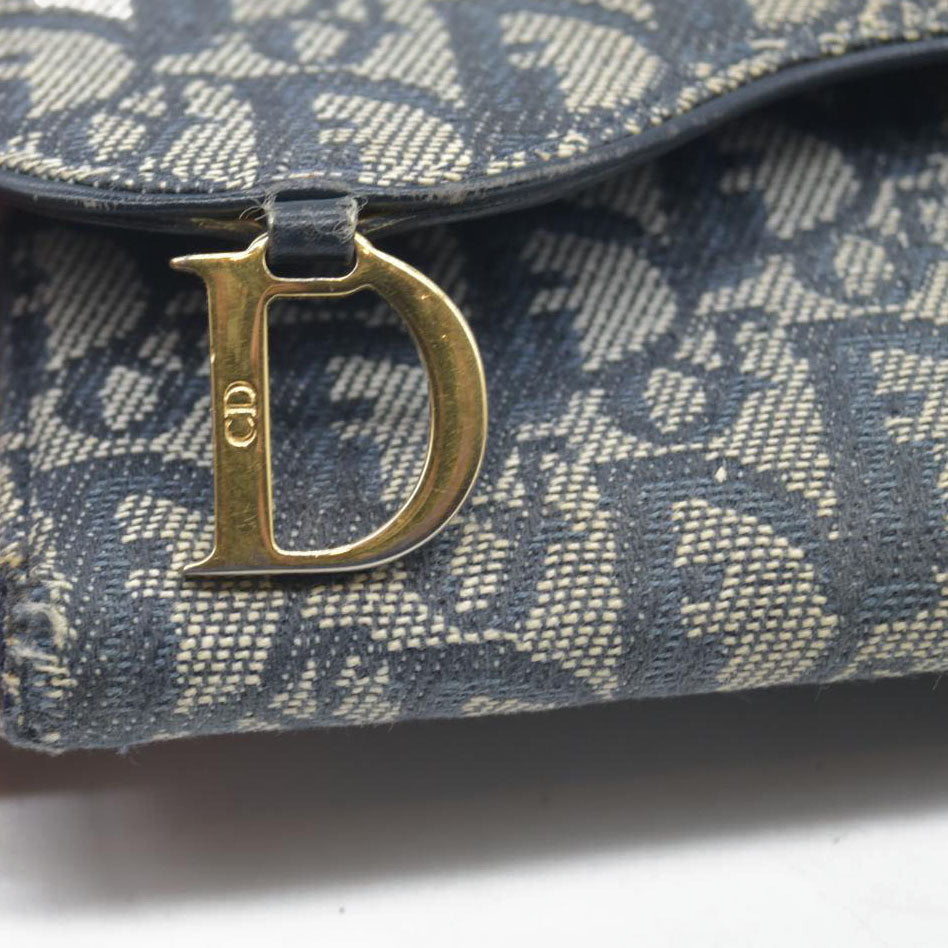 $680 Christian Dior Monogram Saddle Wallet Navy CONSIGNMENT