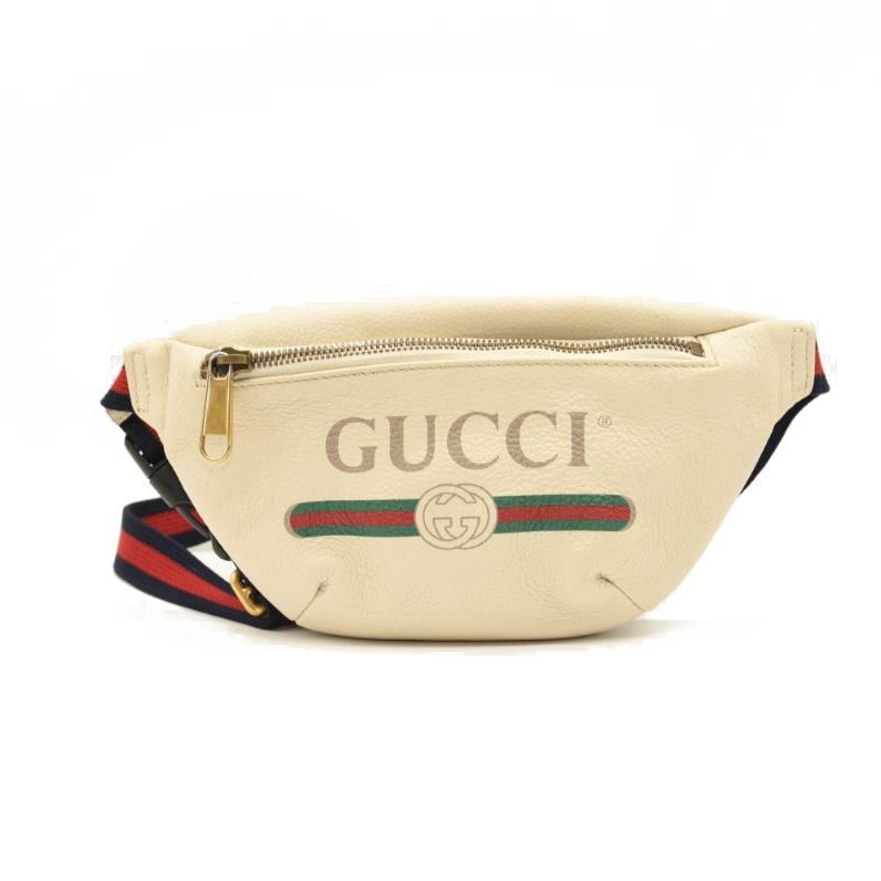 Gucci Grained Calfskin Small Logo Belt Bag White