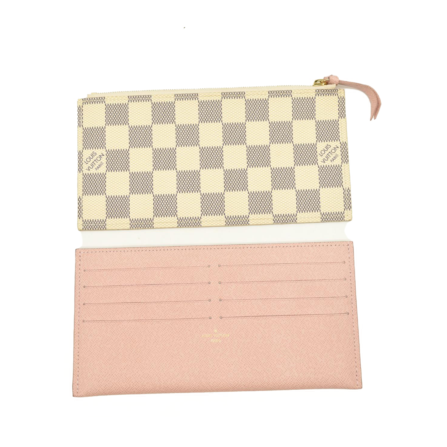 LOUIS VUITTON Damier Azur Pochette Felicie Chain Wallet Rose Ballerine