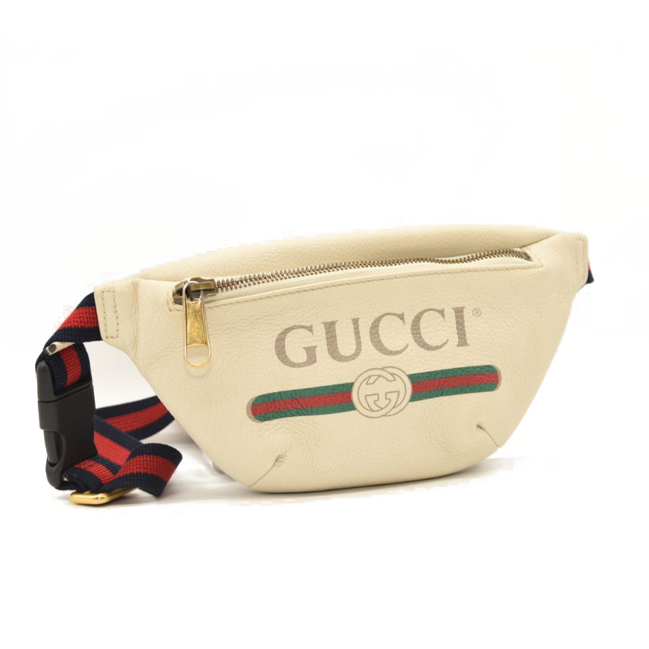 Gucci Grained Calfskin Small Logo Belt Bag White