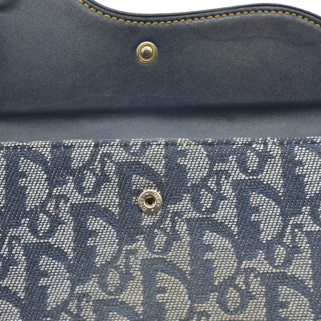 $680 Christian Dior Monogram Saddle Wallet Navy CONSIGNMENT