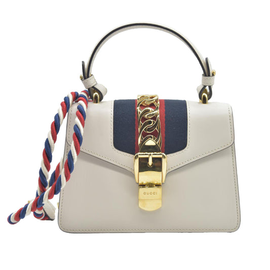 $2,590 Gucci Calfskin Small Sylvie Shoulder Bag Off White