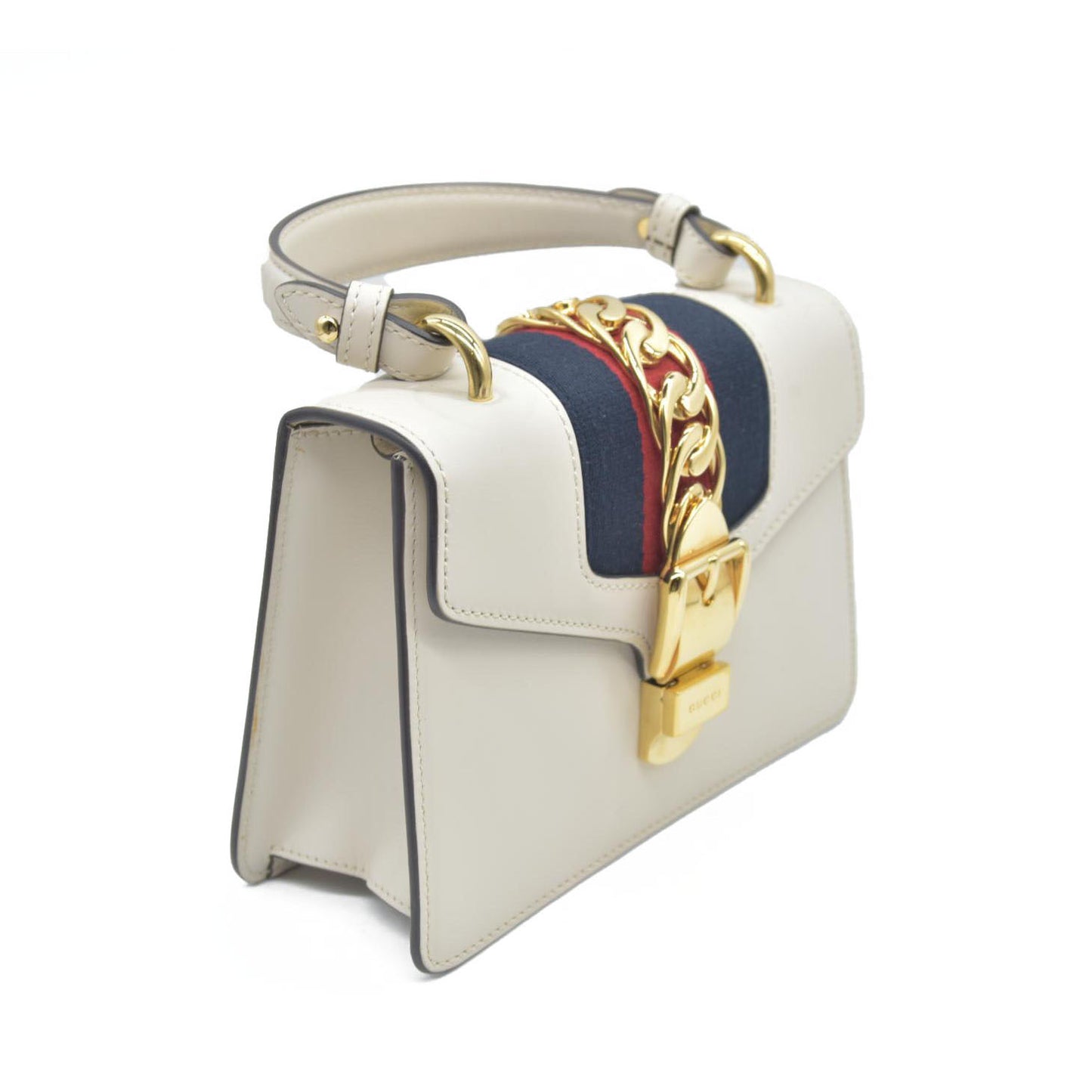 $2,590 Gucci Calfskin Small Sylvie Shoulder Bag Off White