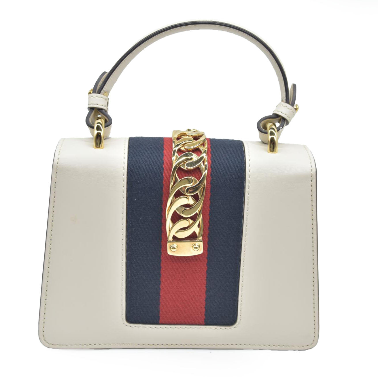 $2,590 Gucci Calfskin Small Sylvie Shoulder Bag Off White
