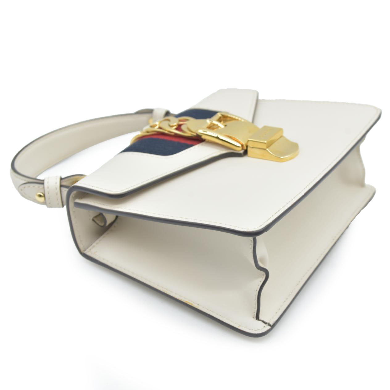 $2,590 Gucci Calfskin Small Sylvie Shoulder Bag Off White