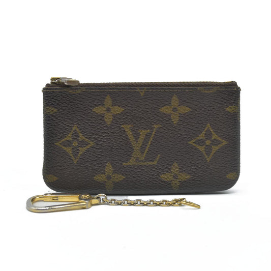 $345 LOUIS VUITTON Monogram Coin Purse Key Pochette Cles ET0910