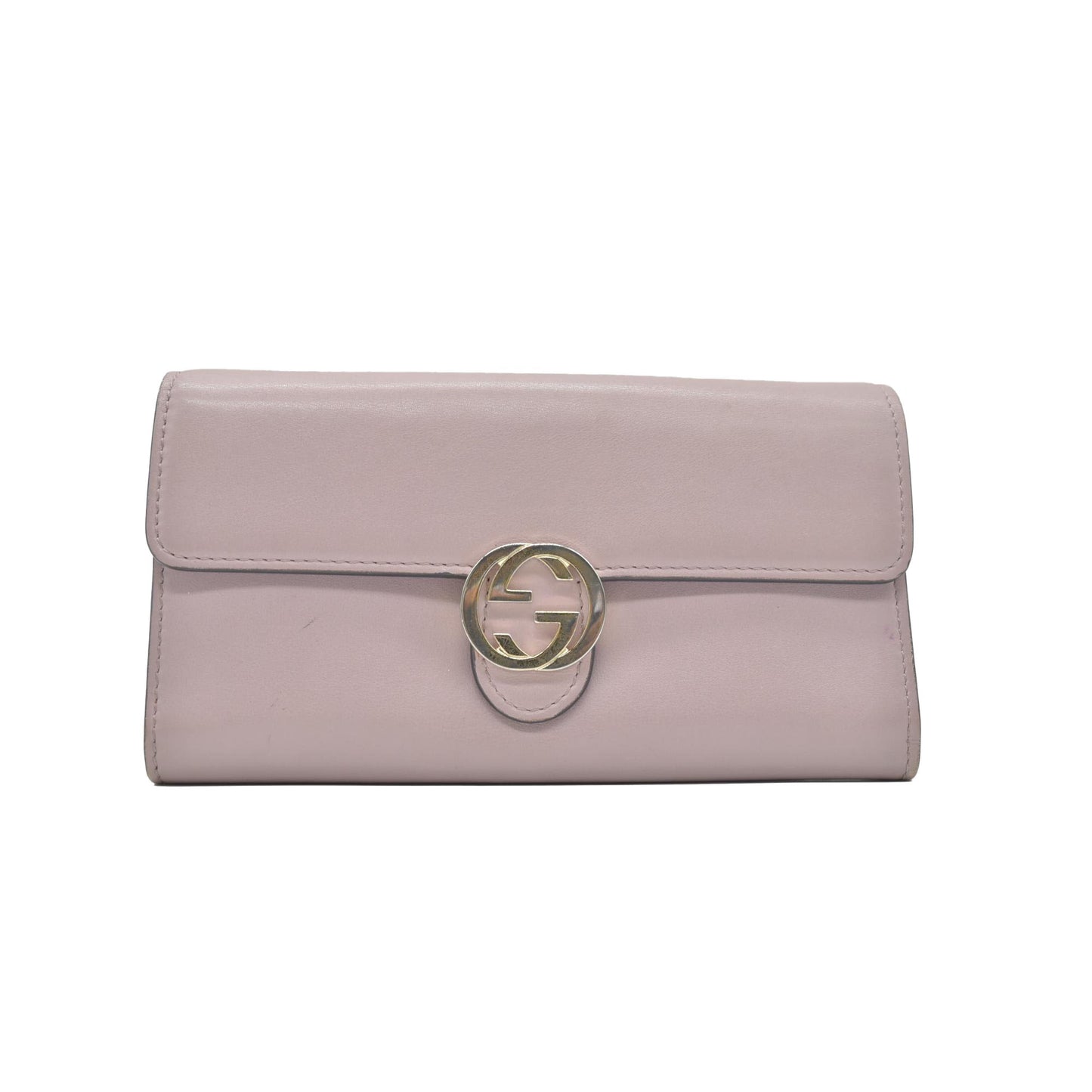 $680 GUCCI GG Interlocking Long Wallet Light Pink CONSIGNMENT