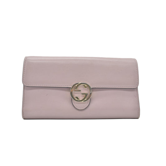 $680 GUCCI GG Interlocking Long Wallet Light Pink CONSIGNMENT