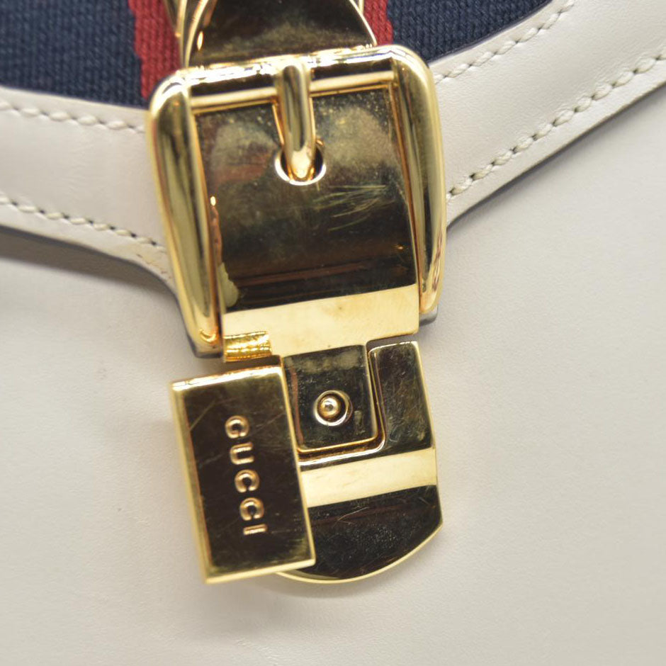 $2,590 Gucci Calfskin Small Sylvie Shoulder Bag Off White