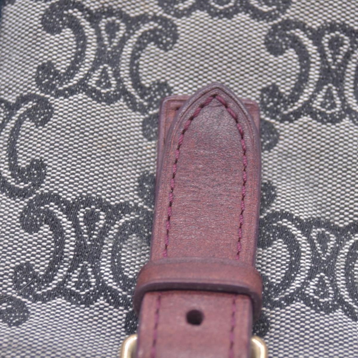 $1150 CELINE Triomphe Canvas & Web Buckle Strap Tote Bag Grey Navy CONSIGNMENT 10021188
