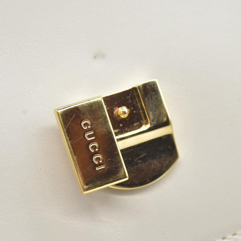$2,590 Gucci Calfskin Small Sylvie Shoulder Bag Off White