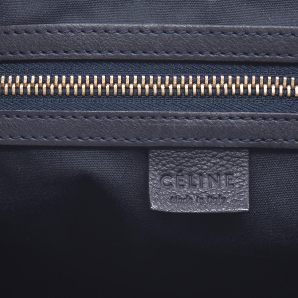 $1150 CELINE Triomphe Canvas & Web Buckle Strap Tote Bag Grey Navy CONSIGNMENT 10021188