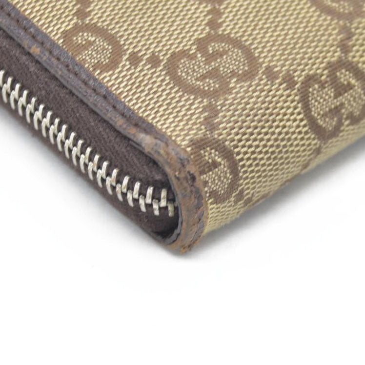 Gucci  Monogram Metal Bar Zip Around Wallet Dark Brown