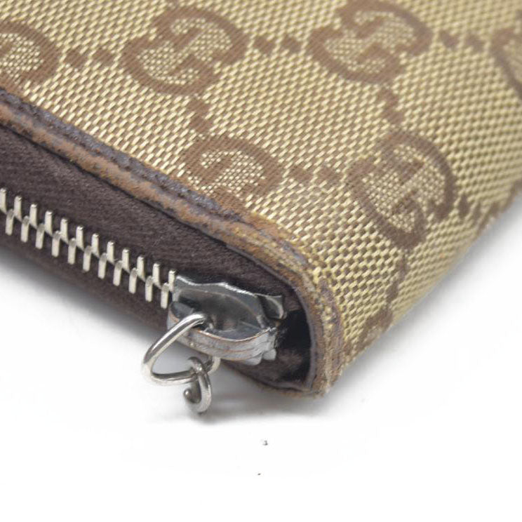 Gucci  Monogram Metal Bar Zip Around Wallet Dark Brown