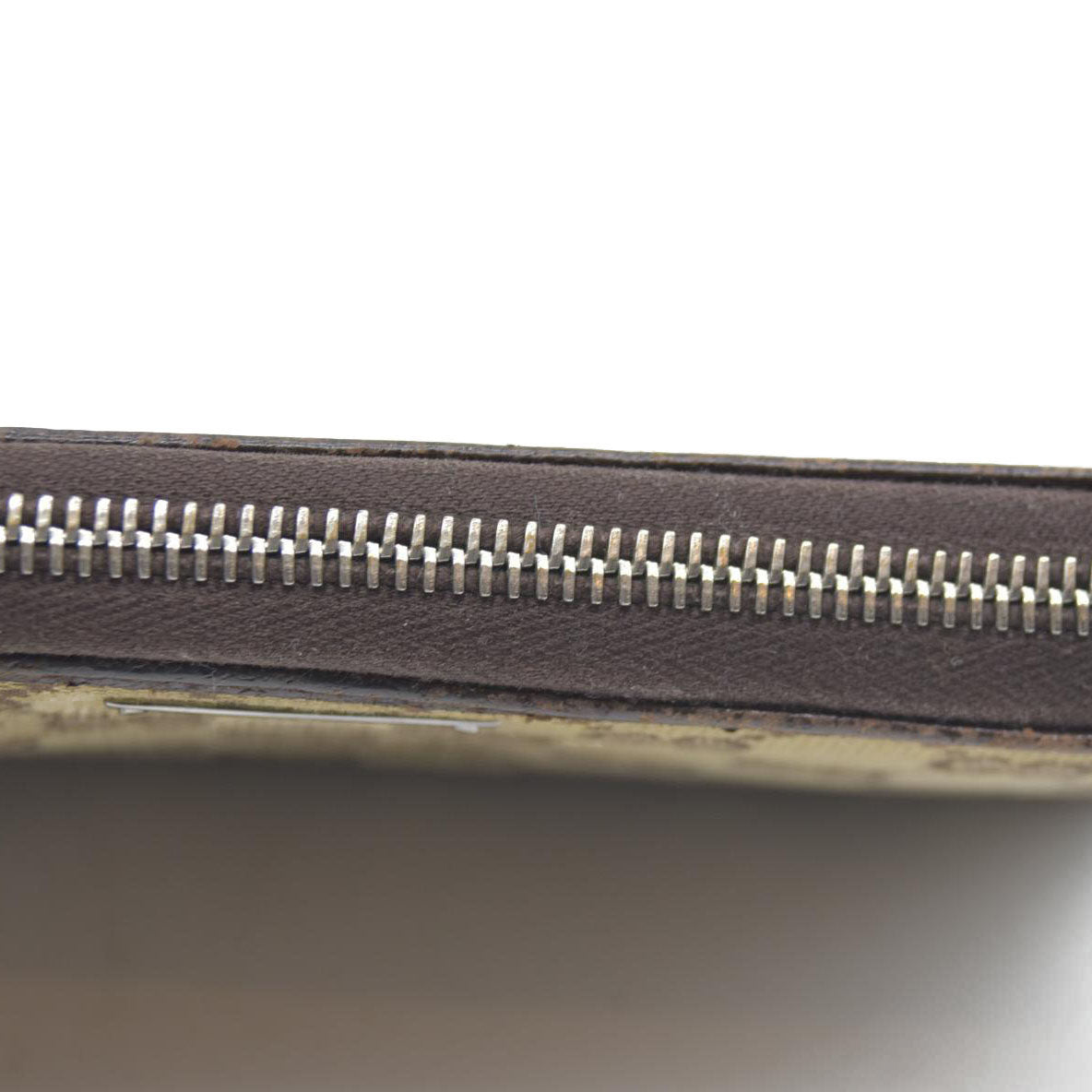 Gucci  Monogram Metal Bar Zip Around Wallet Dark Brown