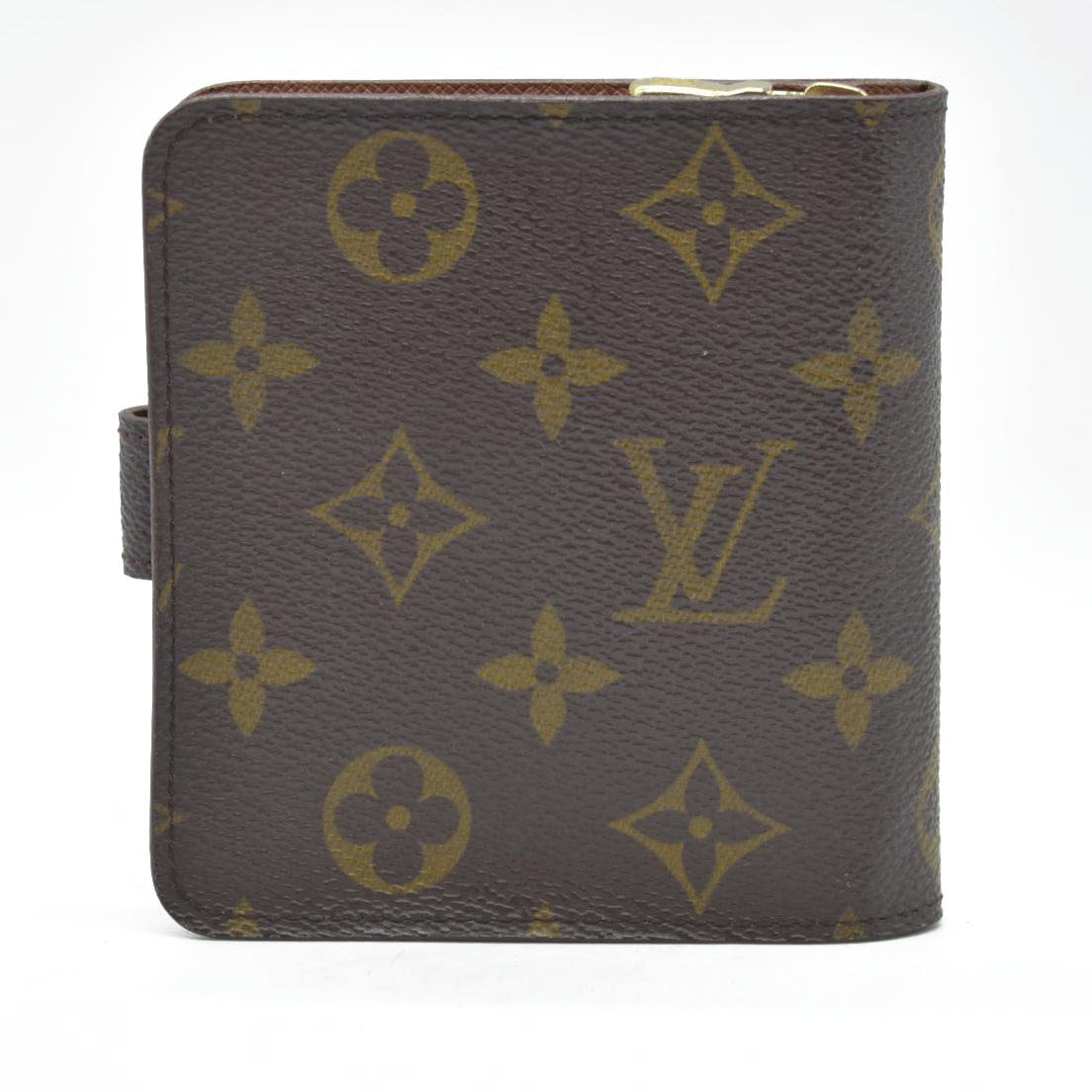 $590 Louis Vuitton Monogram Compact Zip Bifold Wallet Brown CA1908 1998 CONSIGNMENT