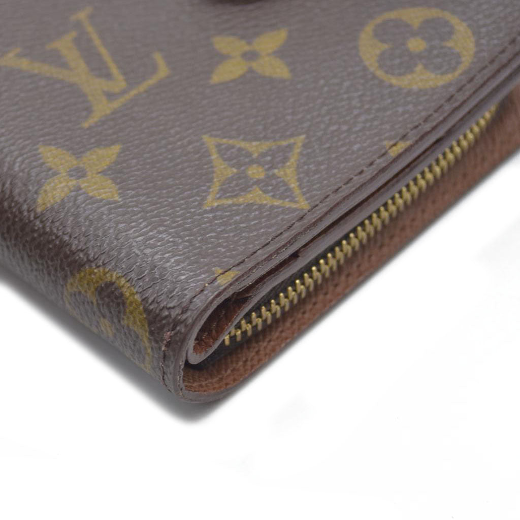 $590 Louis Vuitton Monogram Compact Zip Bifold Wallet Brown CA1908 1998 CONSIGNMENT