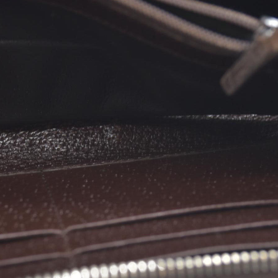 Gucci  Monogram Metal Bar Zip Around Wallet Dark Brown