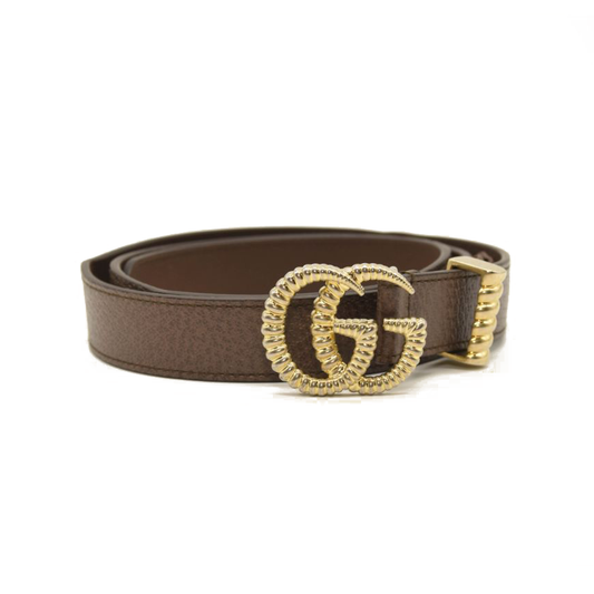 Gucci Textured Calfskin Torchon Double G 30mm Belt 90 36 Brown