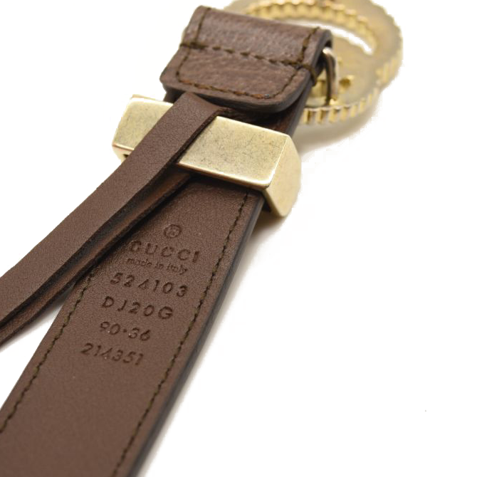 Gucci Textured Calfskin Torchon Double G 30mm Belt 90 36 Brown