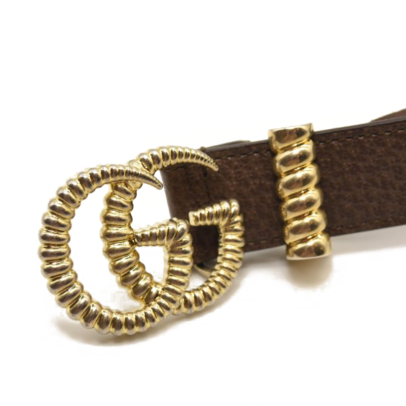 Gucci Textured Calfskin Torchon Double G 30mm Belt 90 36 Brown