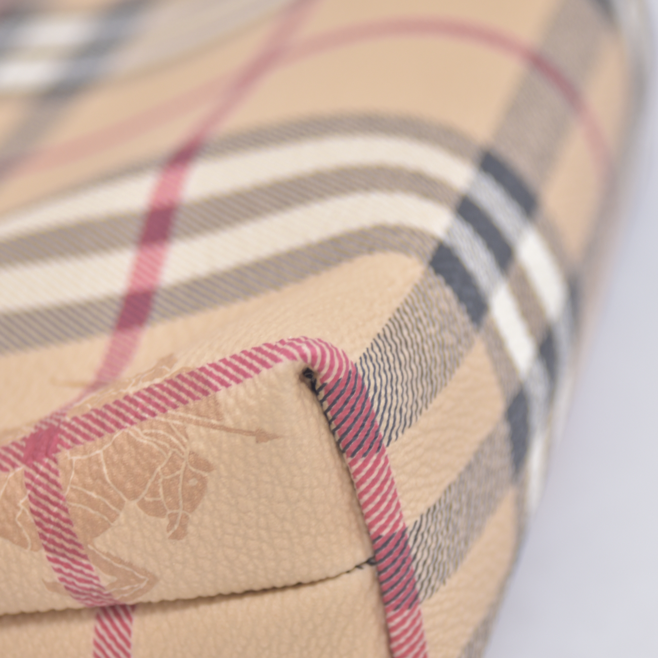 $595 Burberry Small Check Travel Pouch Archive Beige Briar Brown CONSIGNMENT