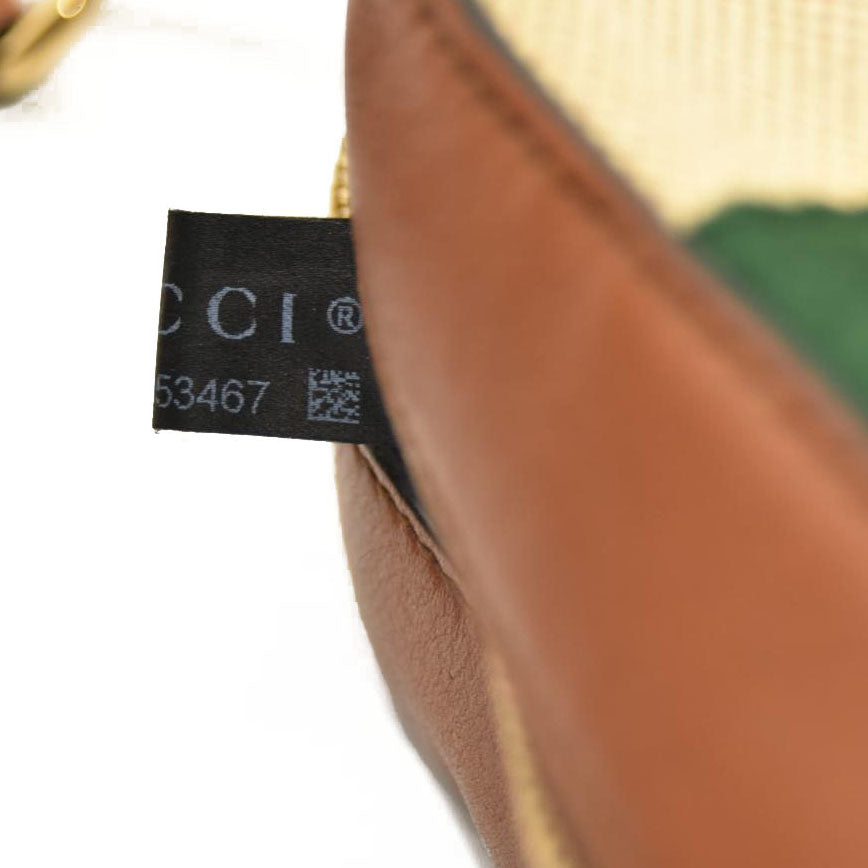 Gucci  Vintage Canvas Web Shoulder Bag Sand Cuir