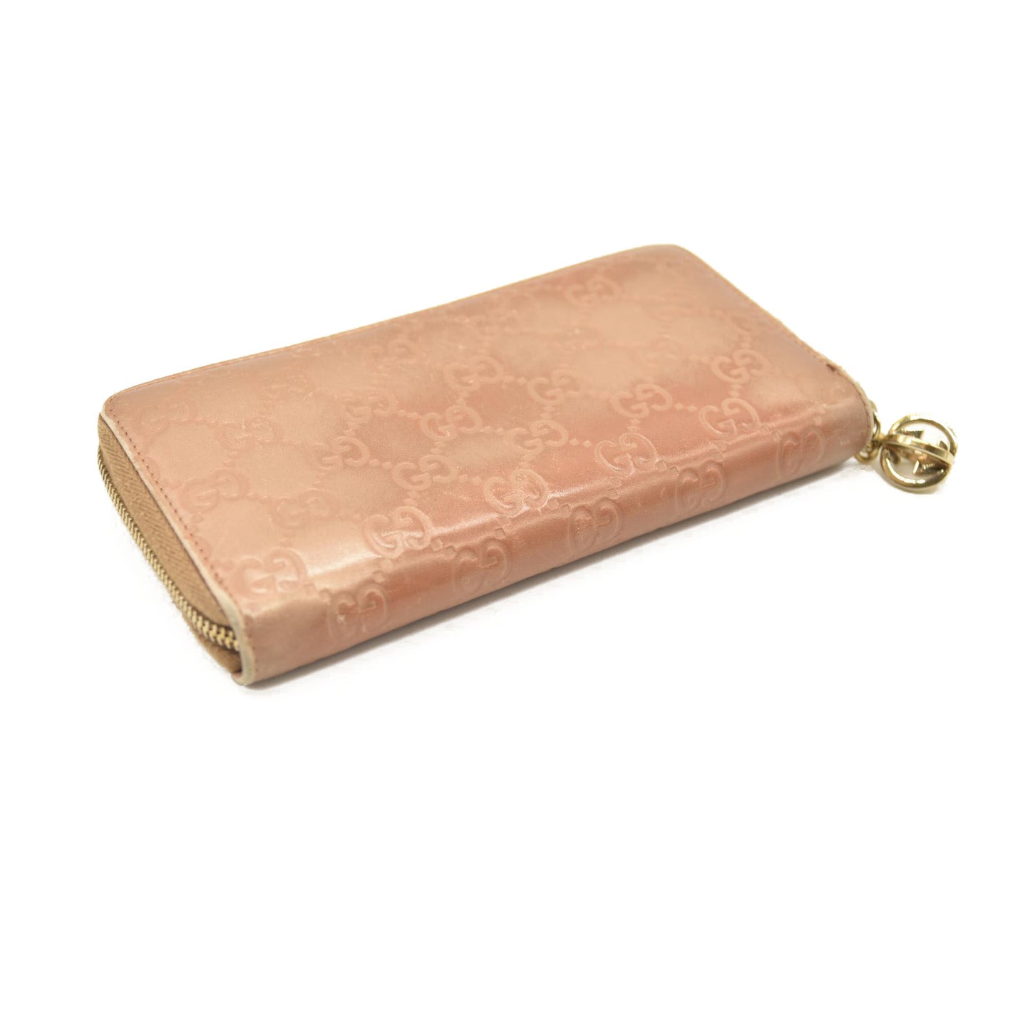 Gucci  Metallic Guccissima Lovely Zip Around Wallet Pink