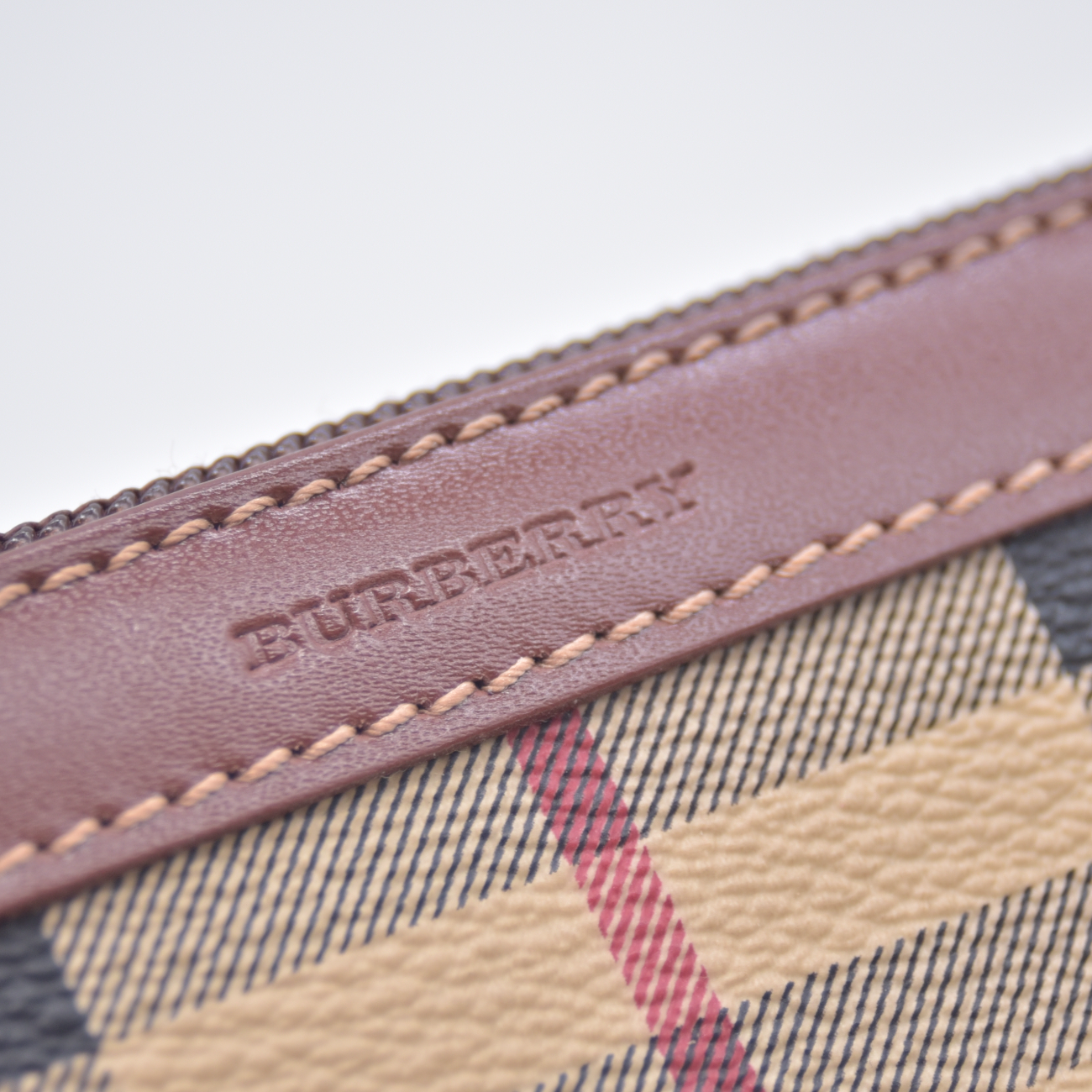 $595 Burberry Small Check Travel Pouch Archive Beige Briar Brown CONSIGNMENT