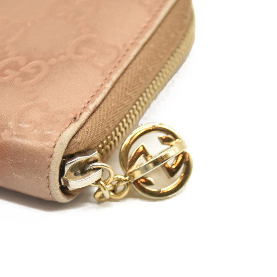 Gucci  Metallic Guccissima Lovely Zip Around Wallet Pink