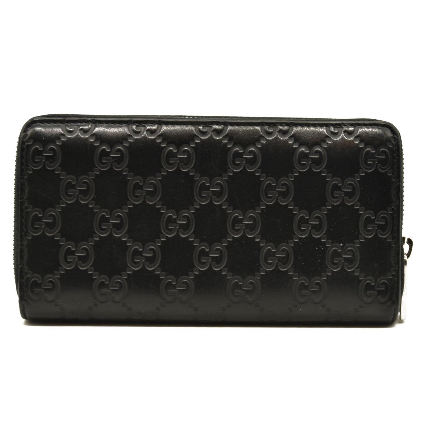 Gucci Black Guccissima Zip Around Wallet