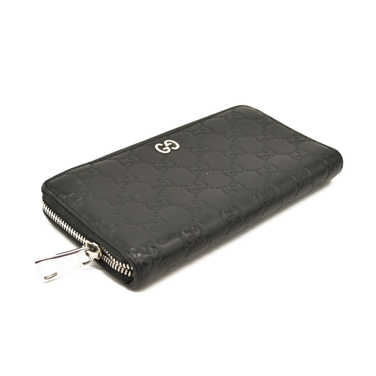 Gucci Black Guccissima Zip Around Wallet