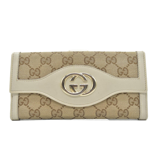 $880 Gucci Monogram Sukey Continental Wallet Champagne CONSIGNMENT