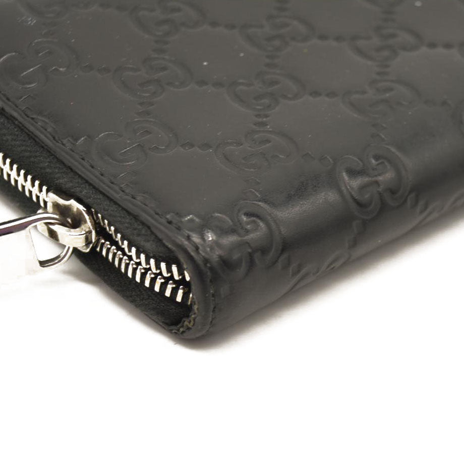 Gucci Black Guccissima Zip Around Wallet