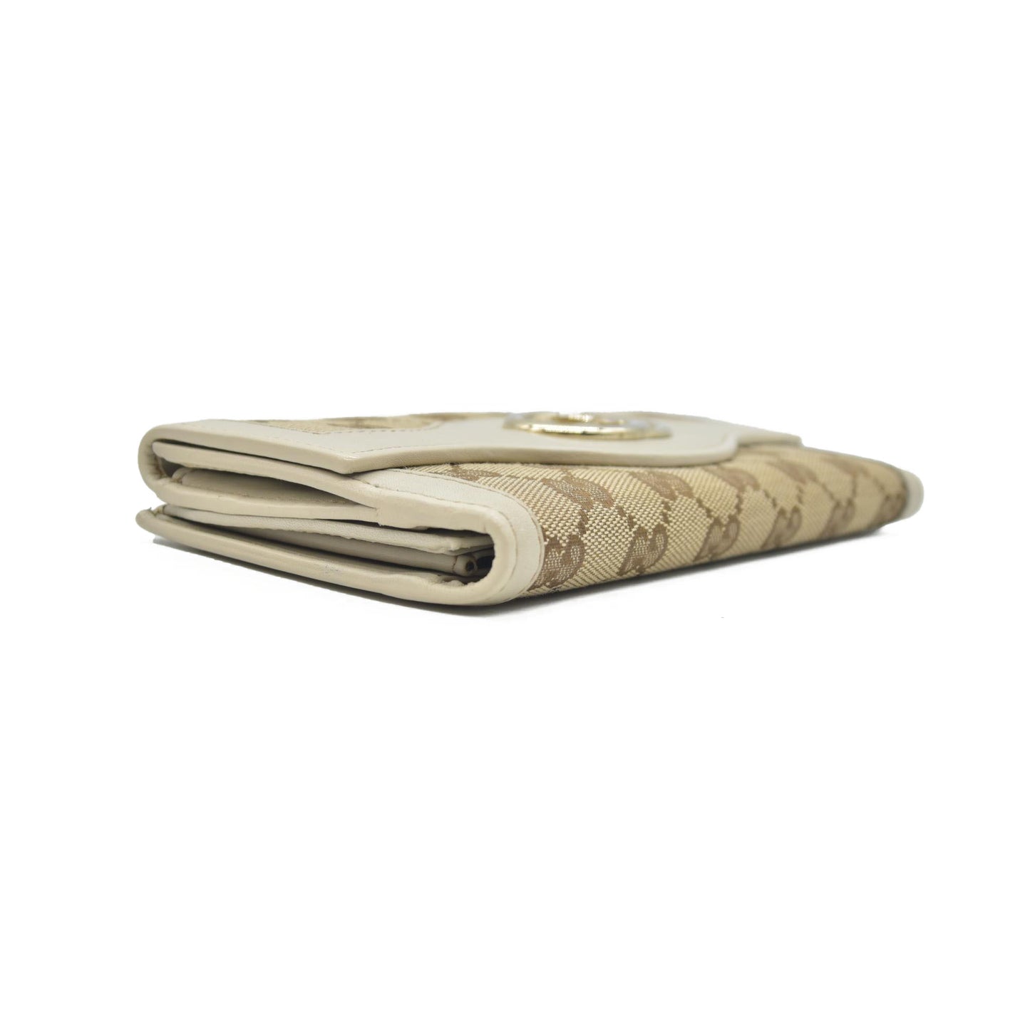 $880 Gucci Monogram Sukey Continental Wallet Champagne CONSIGNMENT