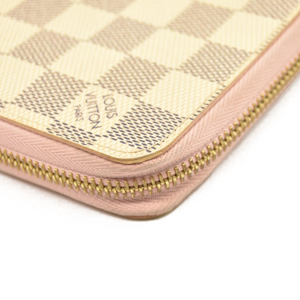 LOUIS VUITTON Damier Azur Zippy Wallet Rose Ballerine GI1108