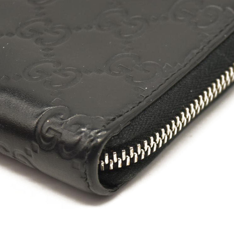 Gucci Black Guccissima Zip Around Wallet