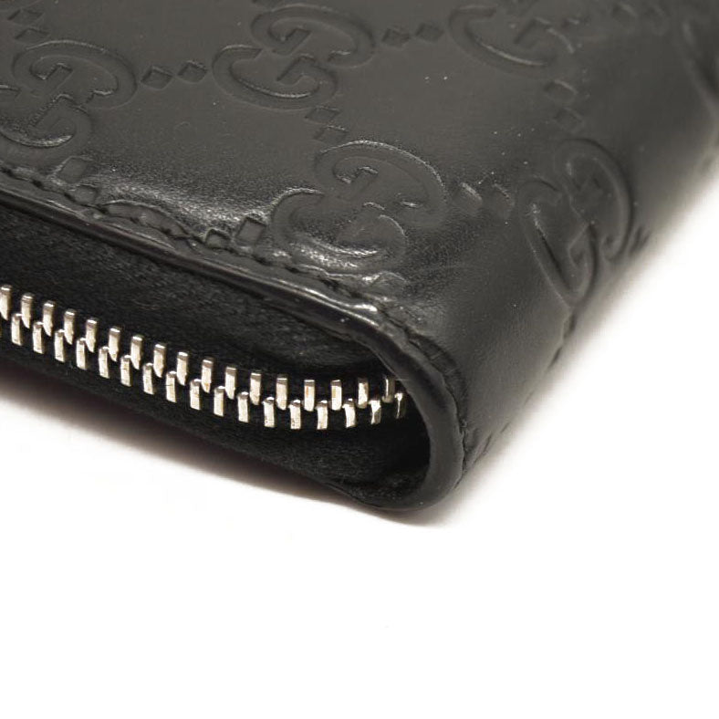 Gucci Black Guccissima Zip Around Wallet