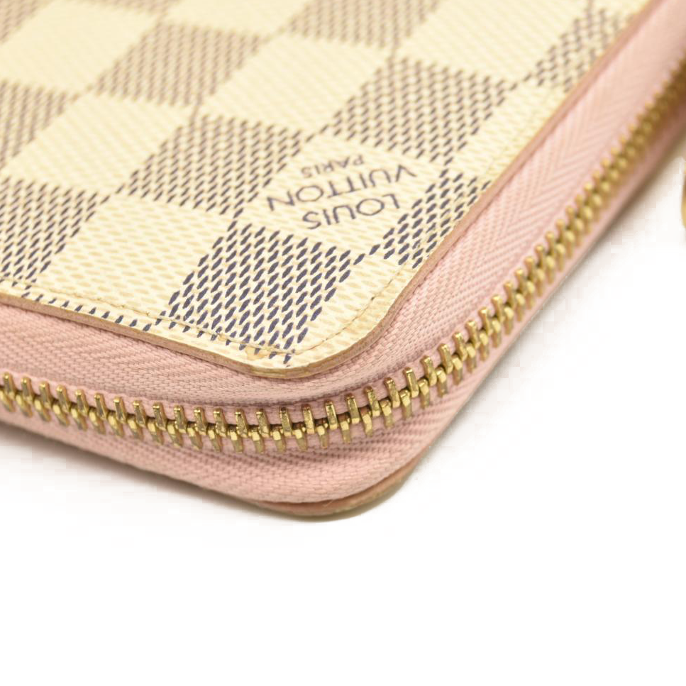 LOUIS VUITTON Damier Azur Zippy Wallet Rose Ballerine GI1108