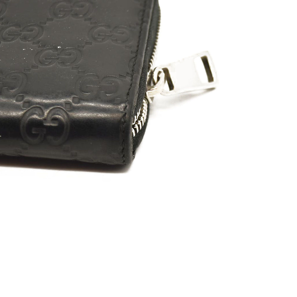 Gucci Black Guccissima Zip Around Wallet