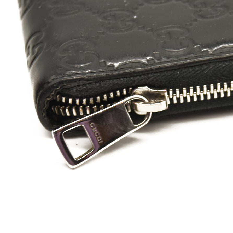 Gucci Black Guccissima Zip Around Wallet