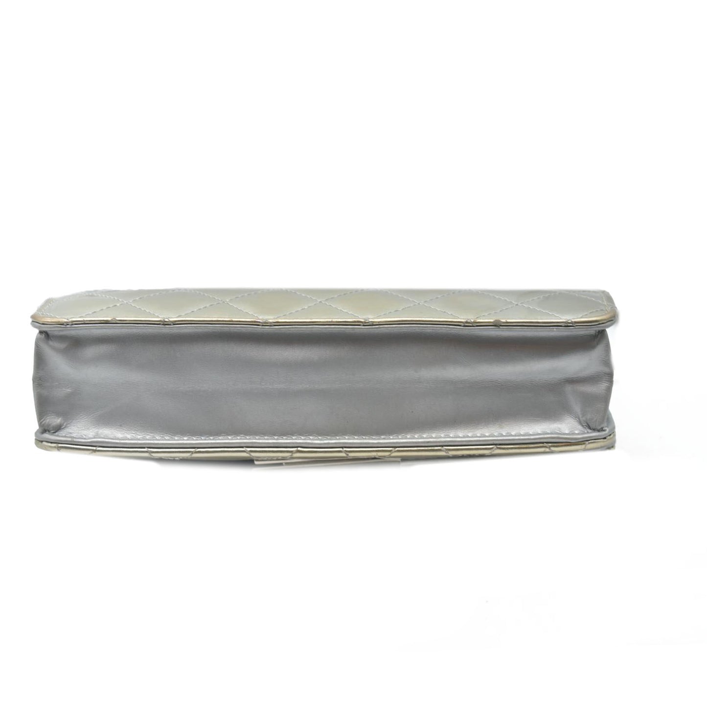 $3000 Chanel  Patent Quilted Golden Class Wallet on Chain WOC Silver