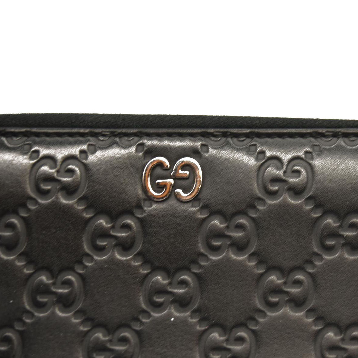 Gucci Black Guccissima Zip Around Wallet