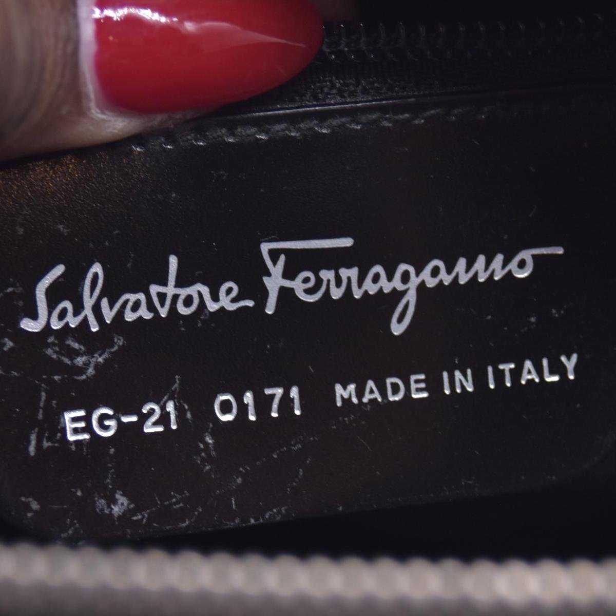 $1150 Salvatore Ferragamo Gancini Shoulder Bag Black CONSIGNMENT 10021180