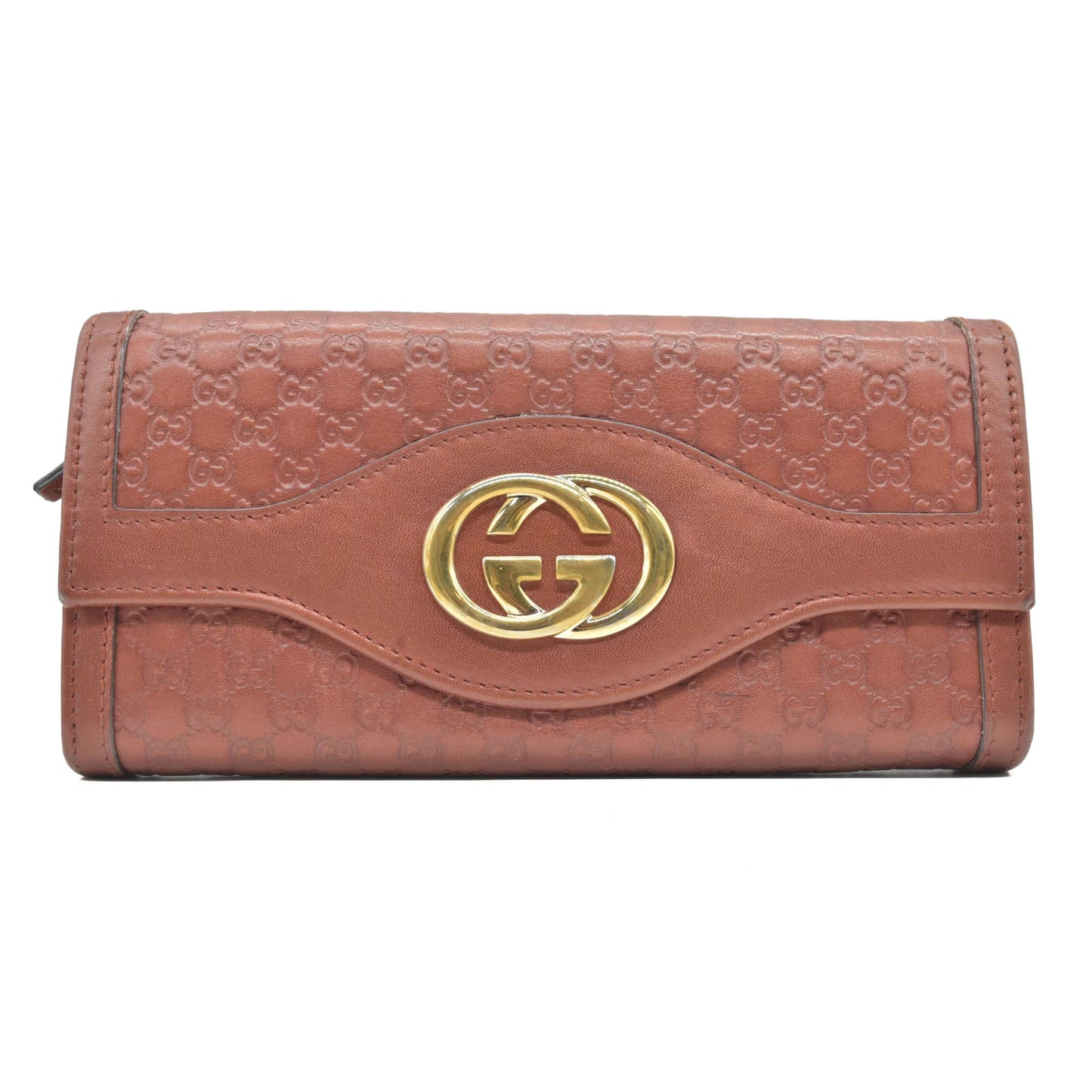 $880 Gucci  Sukey Microguccissima Pattern Continental Wallet Dark Pink CONSIGNMENT