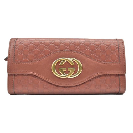 $880 Gucci  Sukey Microguccissima Pattern Continental Wallet Dark Pink CONSIGNMENT