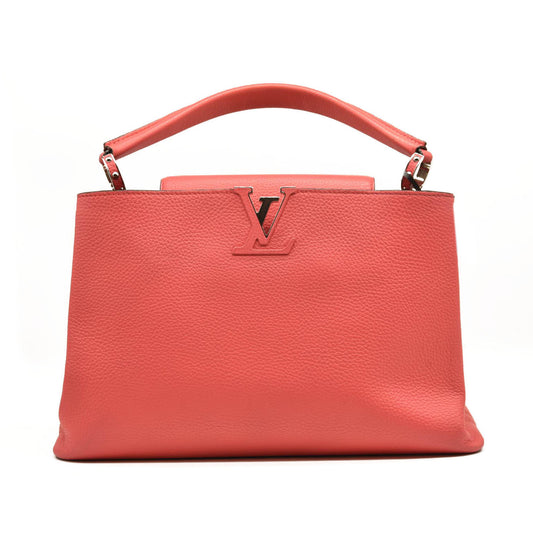 LOUIS VUITTON Taurillon Capucines MM Rose Litchi