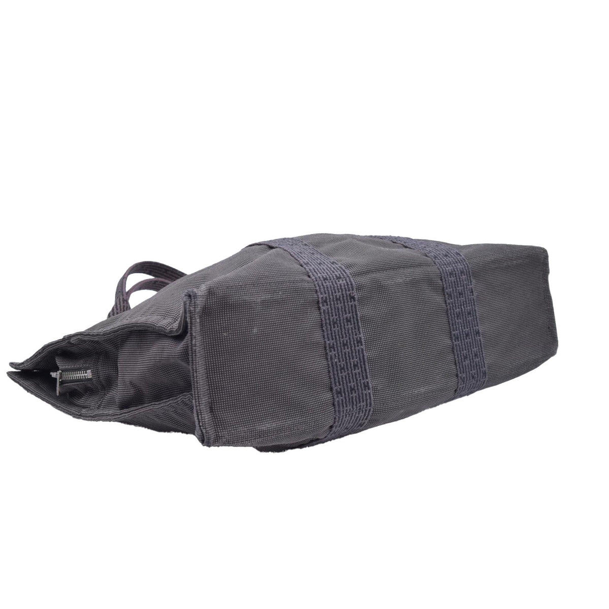 $850 HERMES Toile Herline Tote MM Grey CONSIGNMENT 10021184