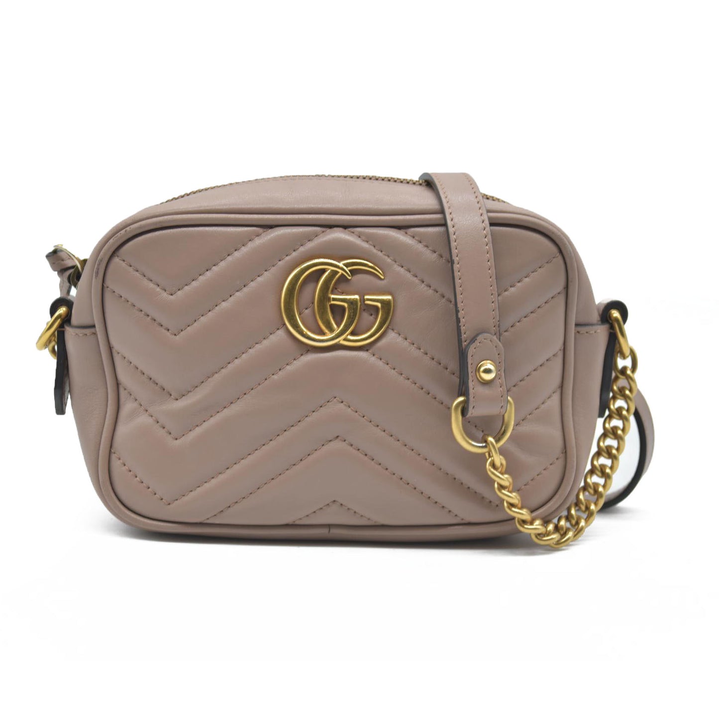 $1800 GUCCI Mini Marmont Porcelain Rose Camera Bag Crossbody