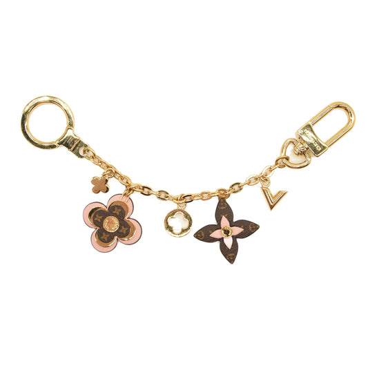 LOUIS VUITTON Brass Monogram Blooming Flowers Bag Charm Key Holder Rose Ballerine